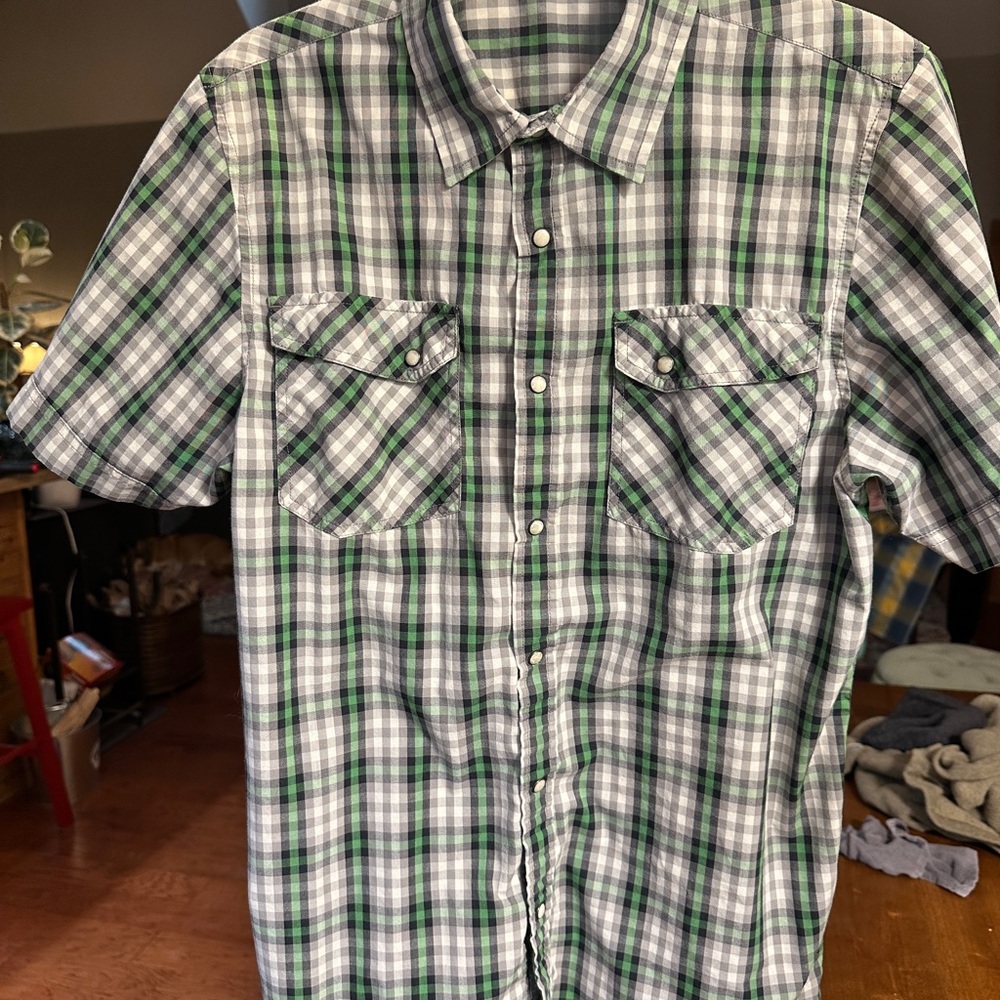The North Face Green and White Plaid Men's Shirt